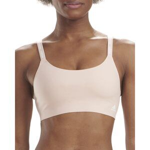 adidas Women's Micro Cut Free Seamless Scoop Lounge Bra, Peach Whip/White, Large